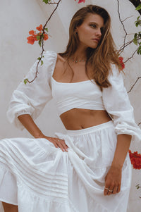 Helsa Long Sleeve Linen Top