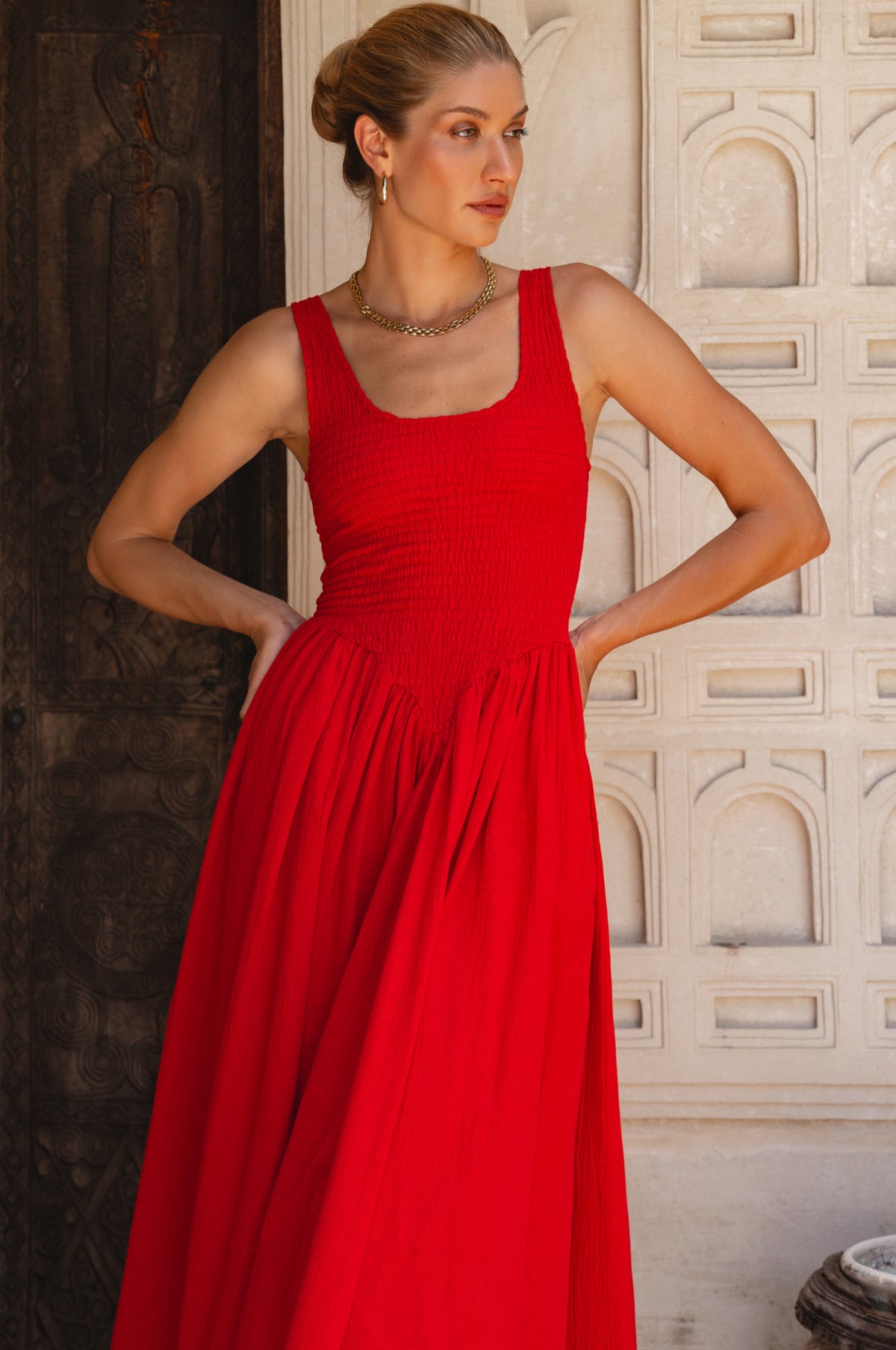 Indira Smocked Midi Dress