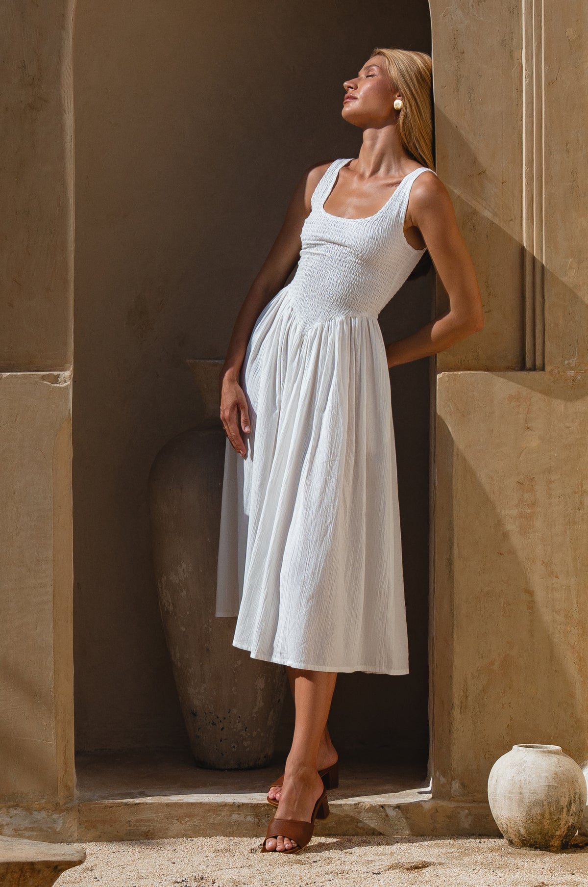 Indira Smocked Midi Dress