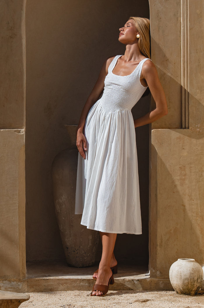 Indira Smocked Midi Dress