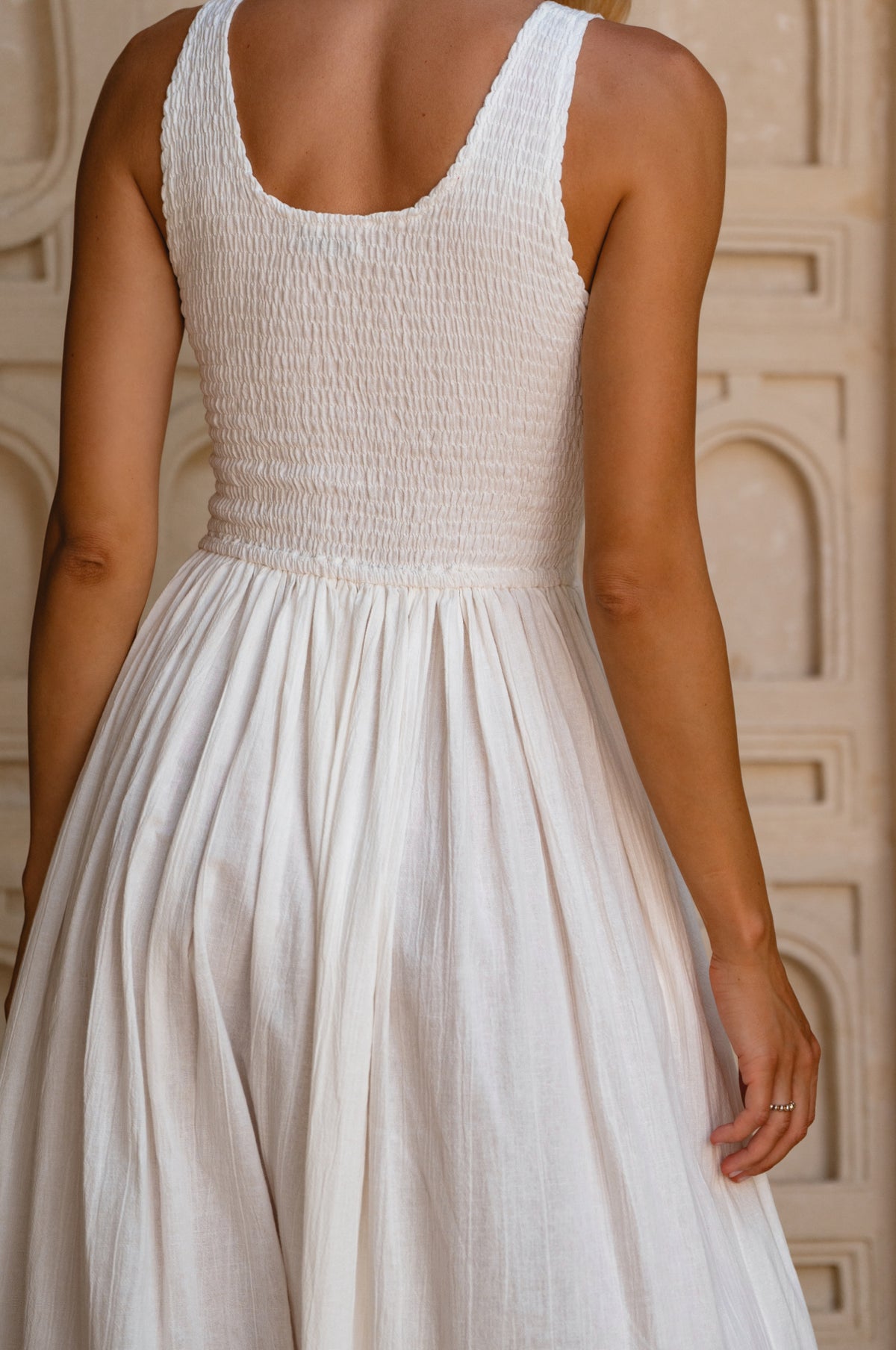 Indira Smocked Midi Dress