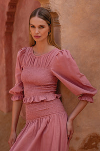 Jaffa Smocked Linen Top