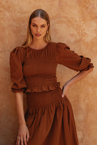 Jaffa Smocked Linen Top