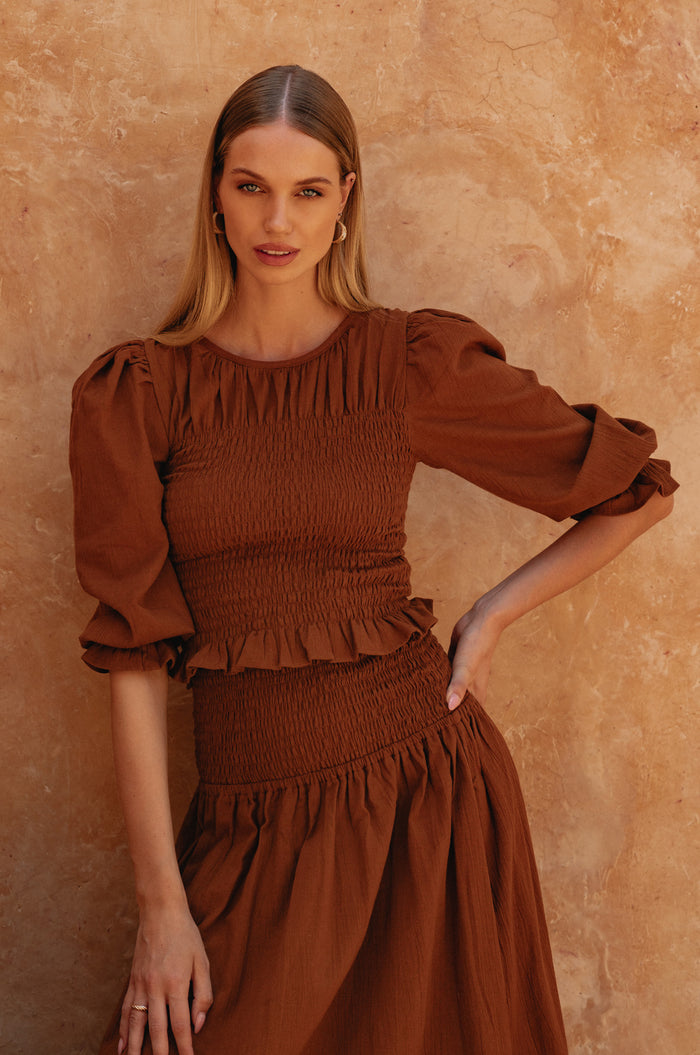 Jaffa Smocked Linen Top