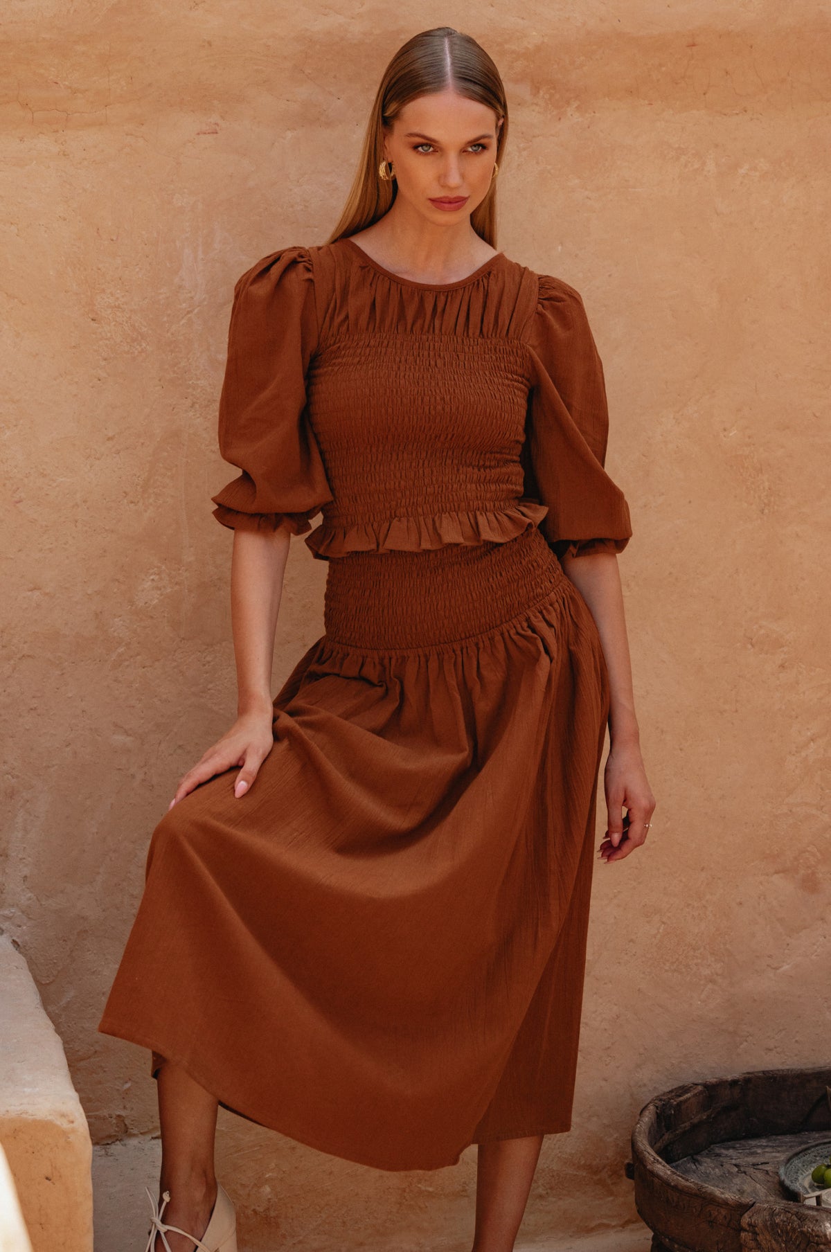 Jaffa Smocked Linen Top