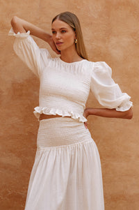 Jaffa Smocked Linen Top