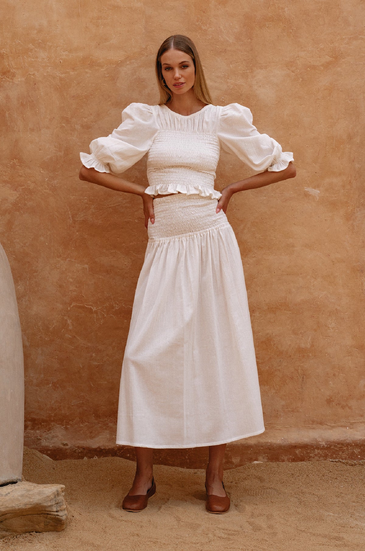 Jaffa Smocked Linen Top