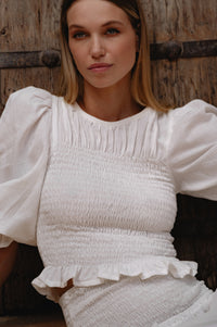 Jaffa Smocked Linen Top