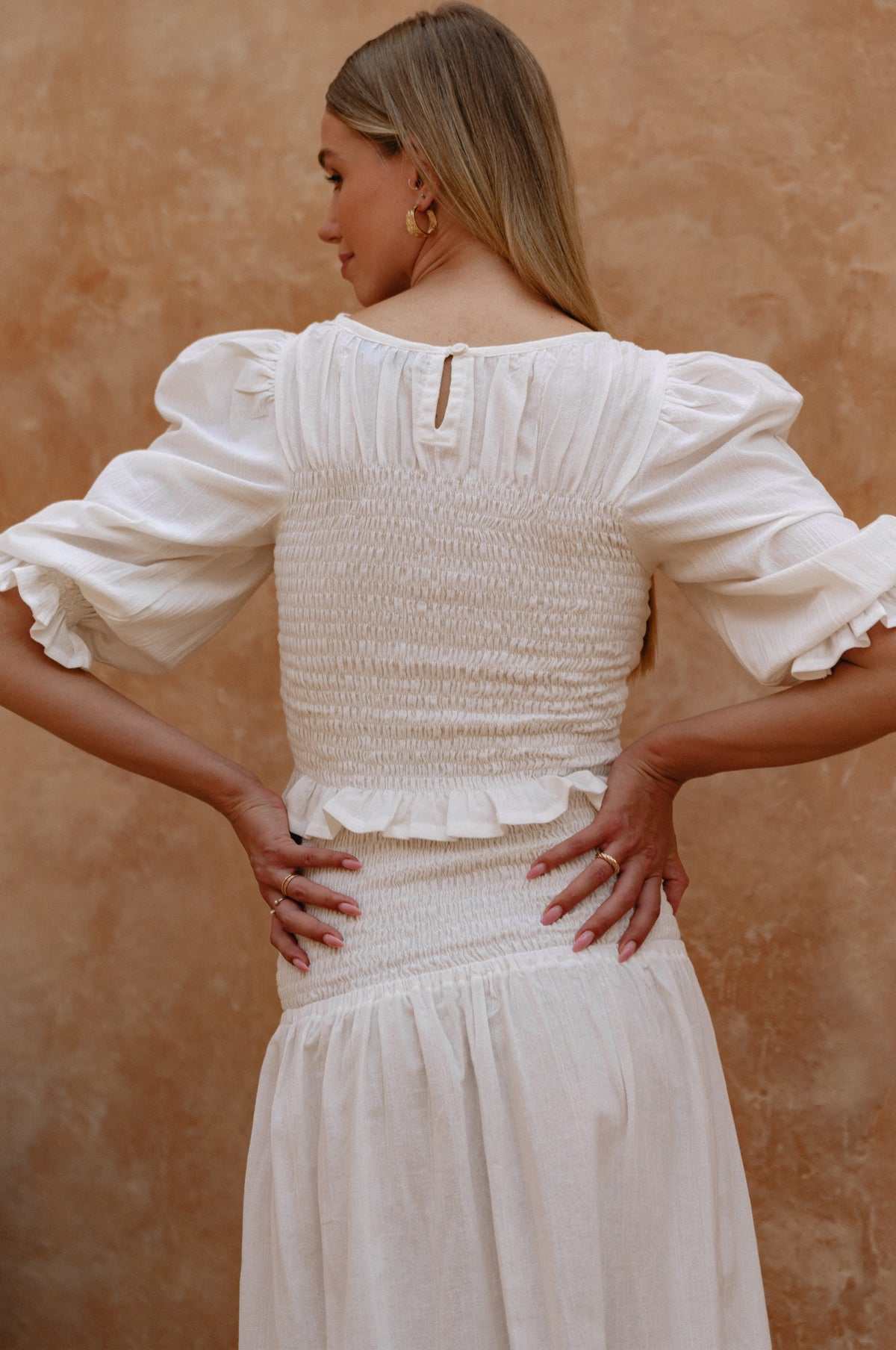 Jaffa Smocked Linen Top