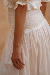 Lavena Smocked Midi Linen Skirt (Sale)