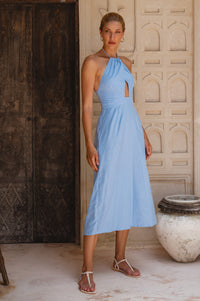 Marbella Halter-Neck Linen Dress (Sale)