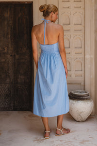 Marbella Halter-Neck Linen Dress (Sale)