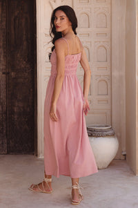 Eleanore Handcrafted Linen Midi Summer Dress