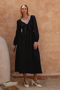 Narcisa Puff Sleeve Linen Dress