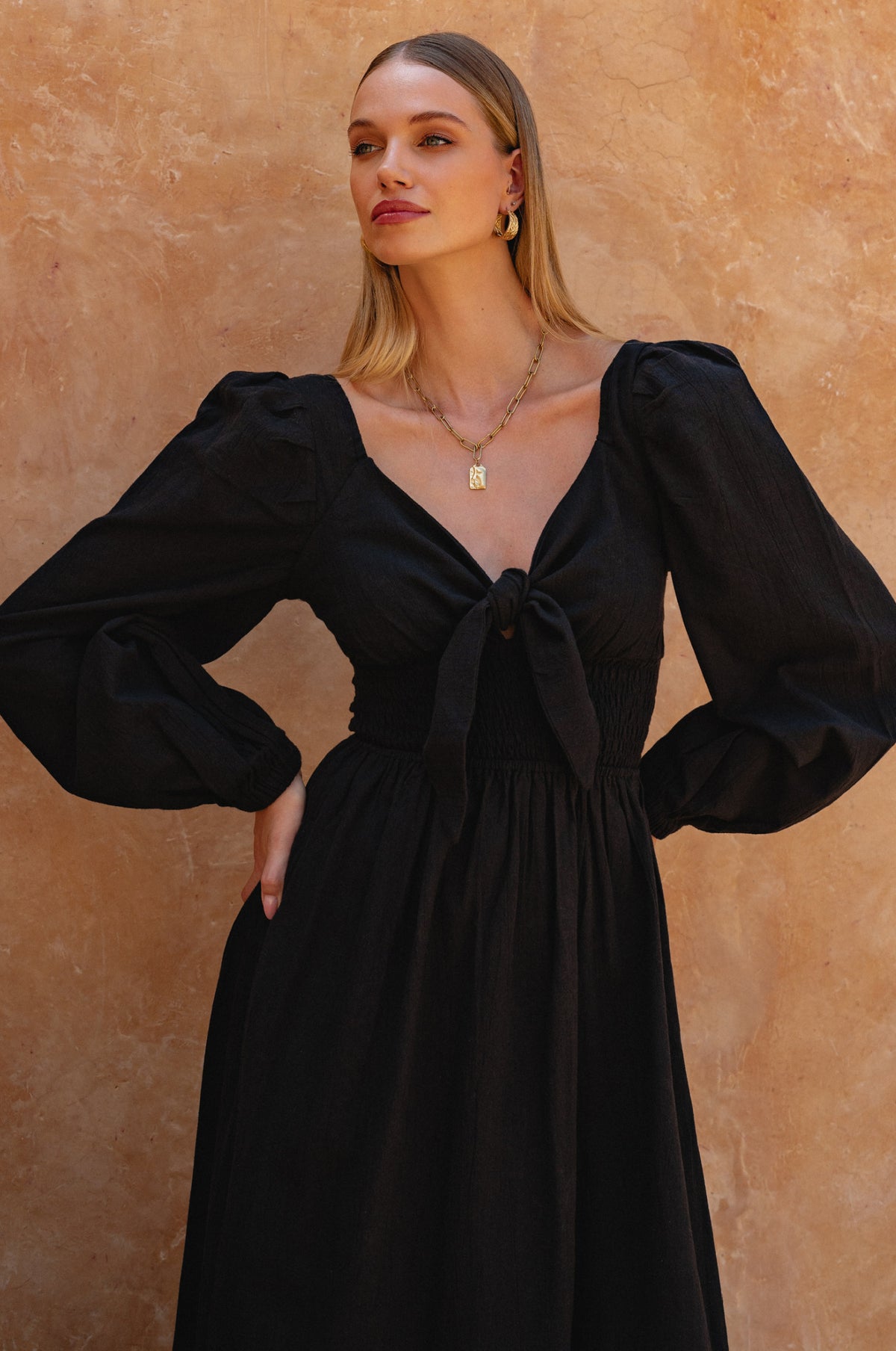 Narcisa Puff Sleeve Linen Dress