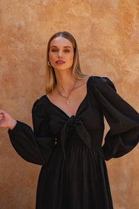 Narcisa Puff Sleeve Linen Dress