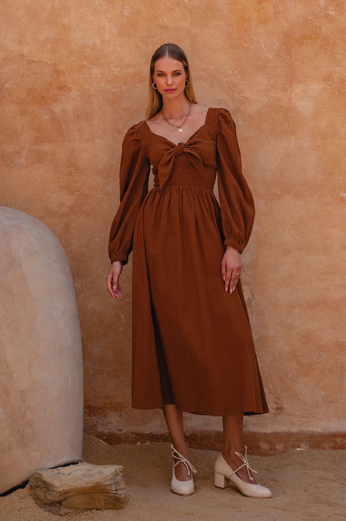 Narcisa Puff Sleeve Linen Dress