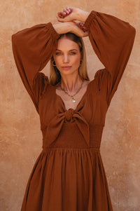 Narcisa Puff Sleeve Linen Dress