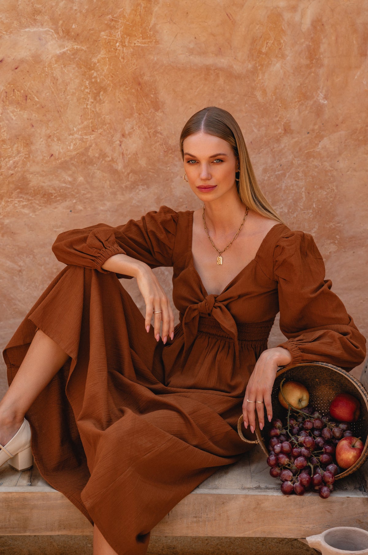 Narcisa Puff Sleeve Linen Dress