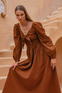 Narcisa Puff Sleeve Linen Dress