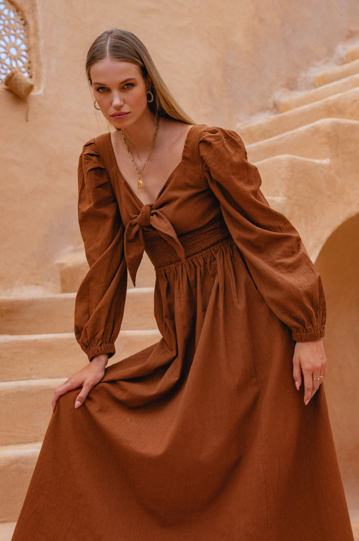 Narcisa Puff Sleeve Linen Dress