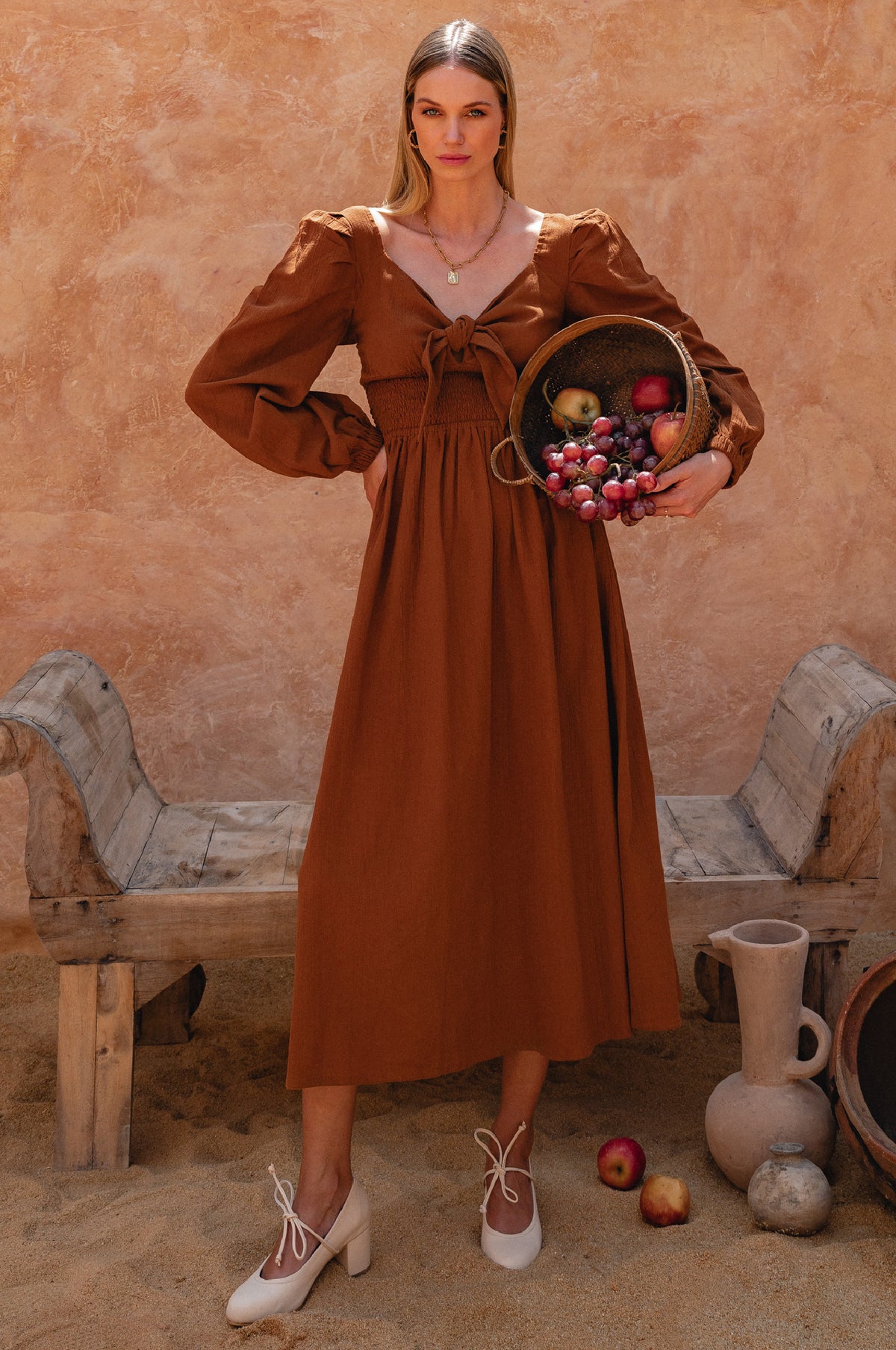 Narcisa Puff Sleeve Linen Dress