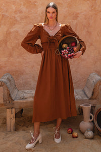 Narcisa Puff Sleeve Linen Dress