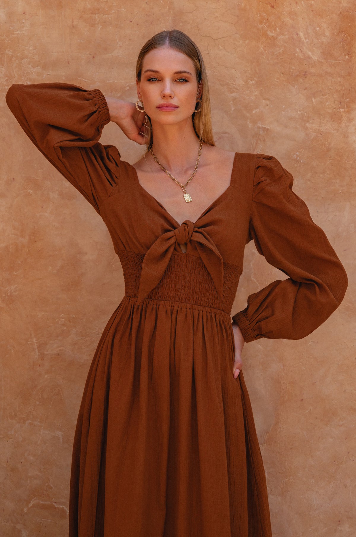 Narcisa Puff Sleeve Linen Dress