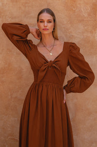 Narcisa Puff Sleeve Linen Dress