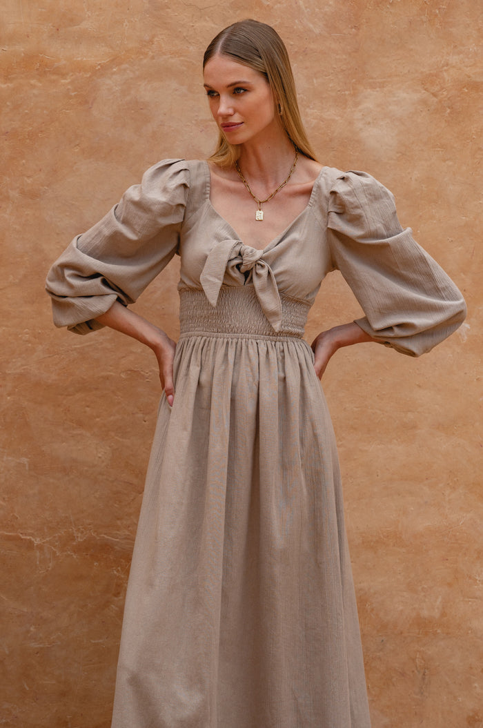 Narcisa Puff Sleeve Linen Dress