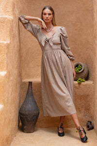 Narcisa Puff Sleeve Linen Dress