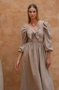 Narcisa Puff Sleeve Linen Dress