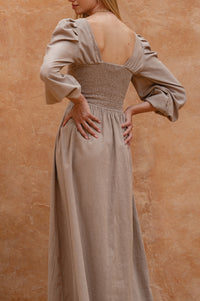 Narcisa Puff Sleeve Linen Dress