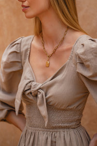 Narcisa Puff Sleeve Linen Dress