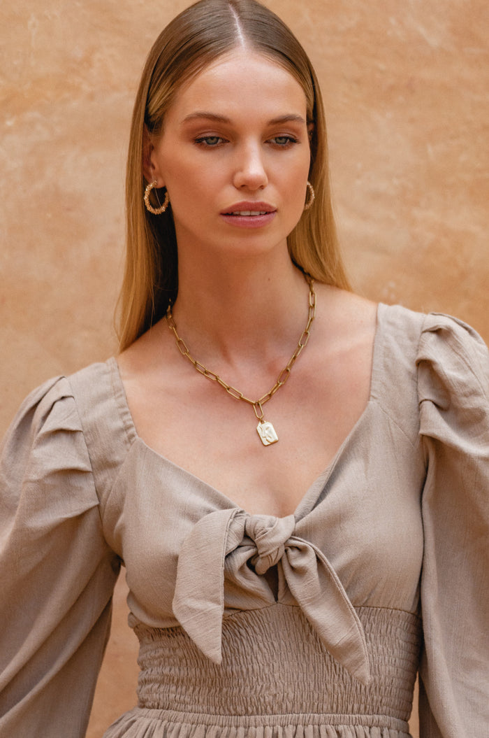 Narcisa Puff Sleeve Linen Dress