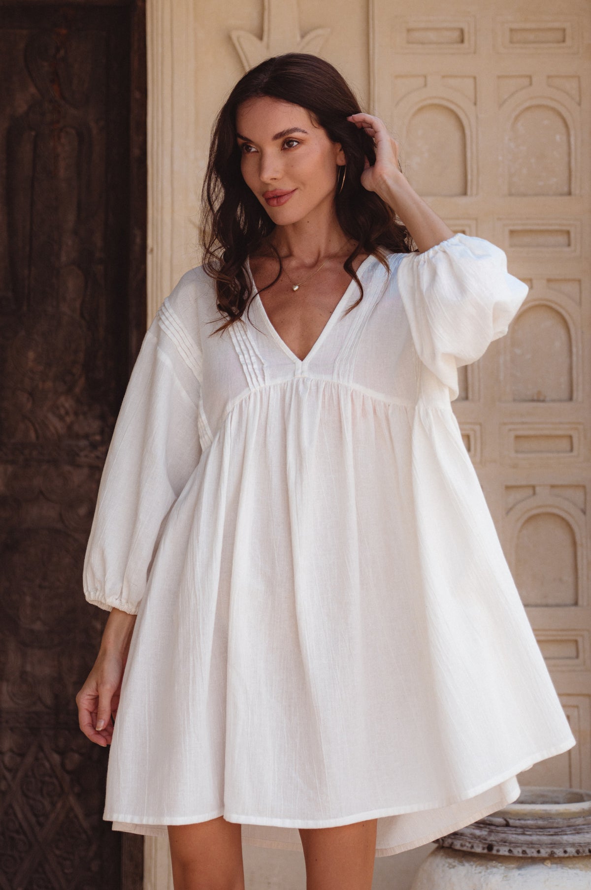 Palmira Handcrafted Linen Mini Dress