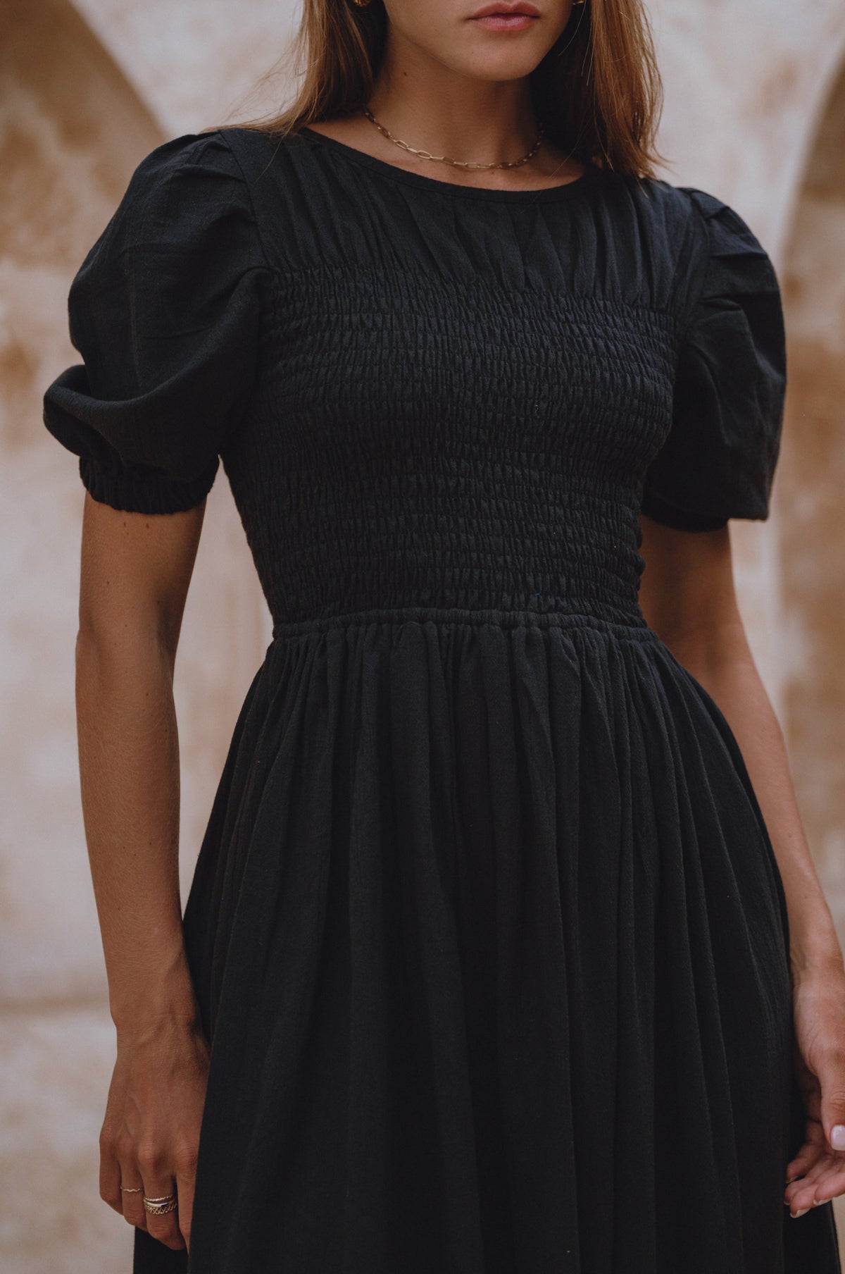 Sophie Smocked Linen Midi Dress