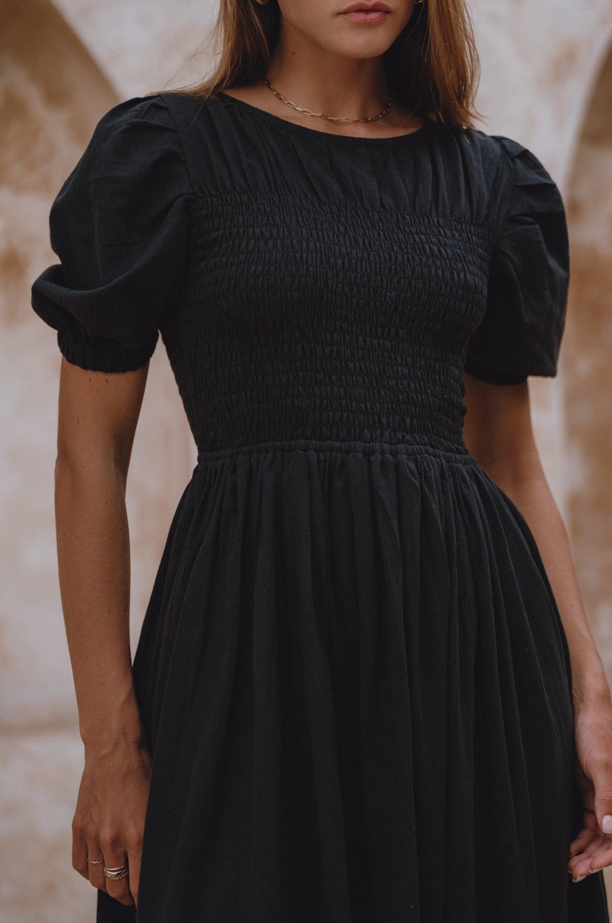 Sophie Smocked Linen Midi Dress