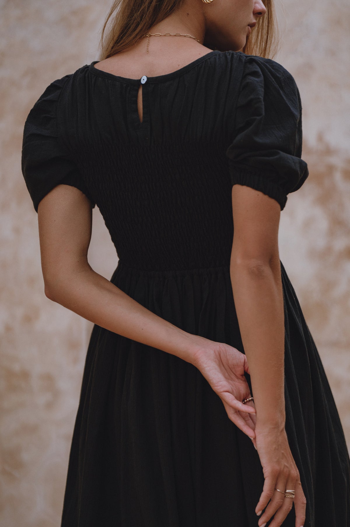 Sophie Smocked Linen Midi Dress