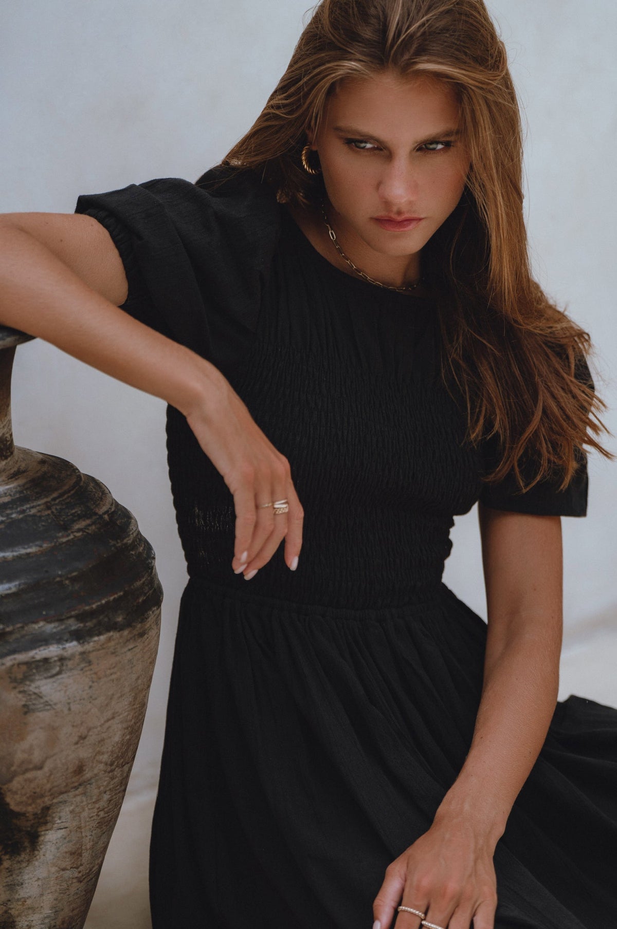 Sophie Smocked Linen Midi Dress