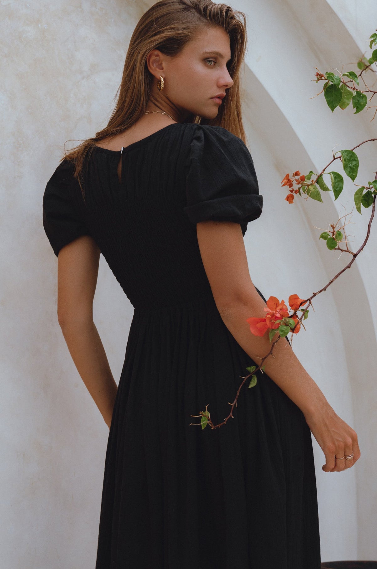 Sophie Smocked Linen Midi Dress