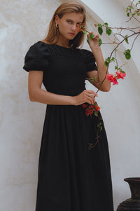 Sophie Smocked Linen Midi Dress