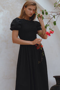 Sophie Smocked Linen Midi Dress