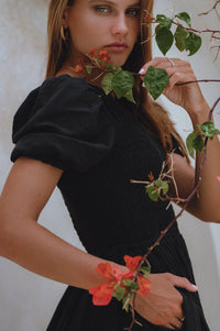 Sophie Smocked Linen Midi Dress