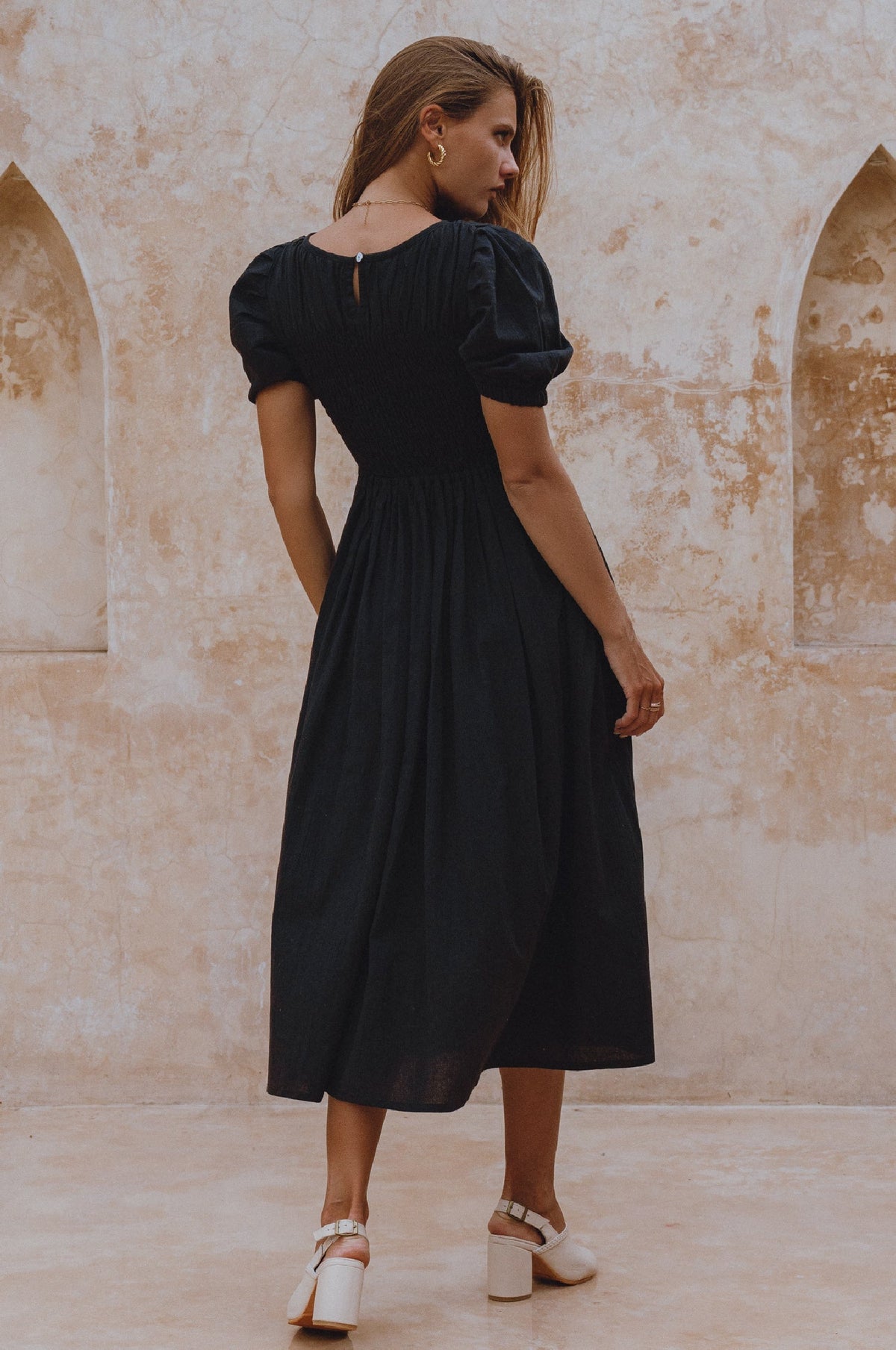 Sophie Smocked Linen Midi Dress