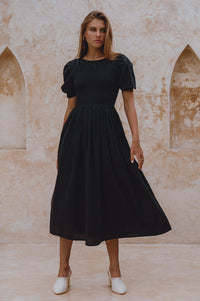 Sophie Smocked Linen Midi Dress