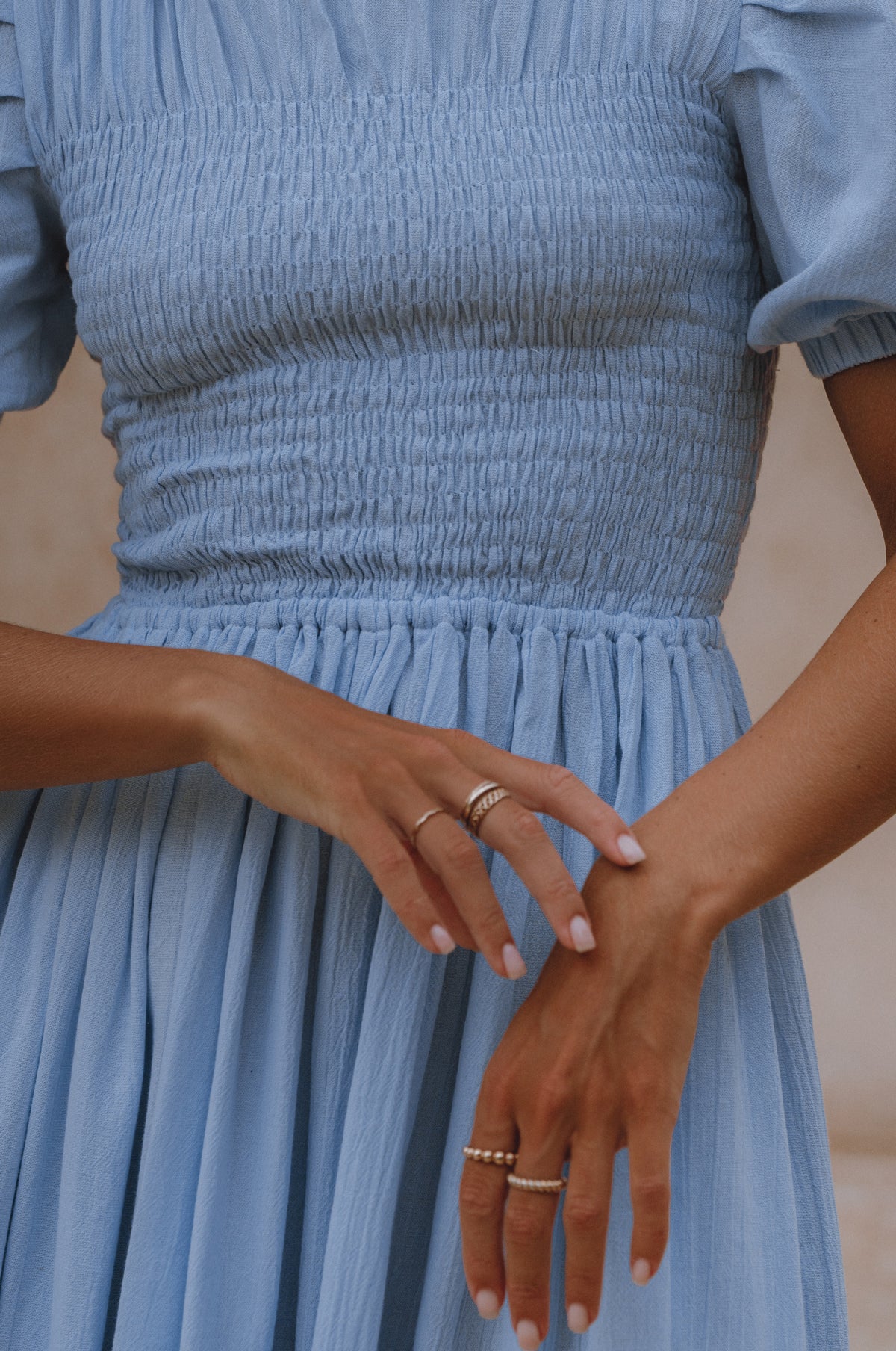 Sophie Smocked Linen Midi Dress