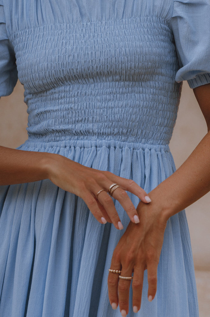 Sophie Smocked Linen Midi Dress