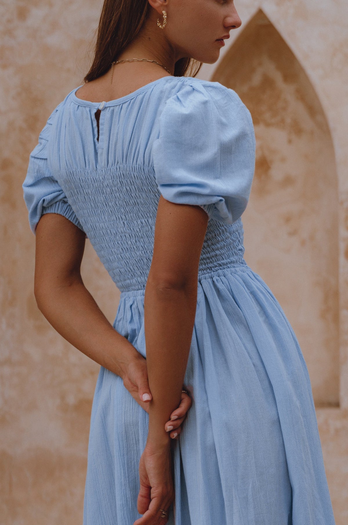 Sophie Smocked Linen Midi Dress