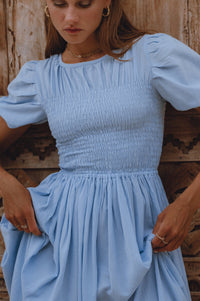 Sophie Smocked Linen Midi Dress